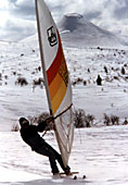 Sailing on snow with Städjan in the background